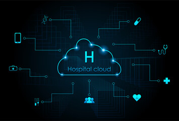 Cloud computing for the hospital networks. New technology innovation healthcare new normal.
