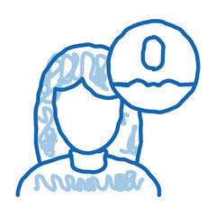 Woman Chemical Oxigenium doodle icon hand drawn illustration