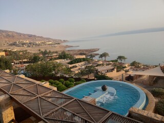 Fototapeta premium Luxury resort pool at the Dead sea in Jordan