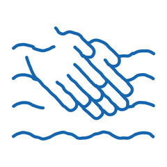 Obraz premium Hands Washing In Water doodle icon hand drawn illustration