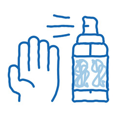 Hand And Bottle Spray doodle icon hand drawn illustration