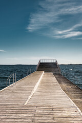 Fototapeta premium Faaborg harbor bathing swimming ramp at the marina, Denmark