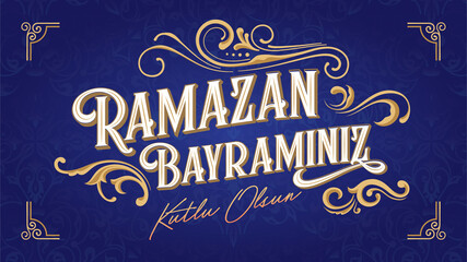 Fototapeta na wymiar Ramazan Bayraminiz Kutlu Olsun (Translation: Feast of Breaking the Fast, eid mubarak) Social Media, Greeting Card, Typography design