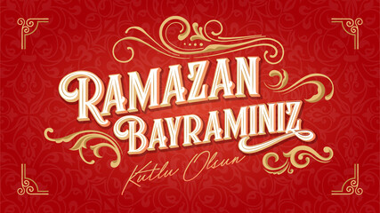 Ramazan Bayraminiz Kutlu Olsun (Translation: Feast of Breaking the Fast, eid mubarak) Social Media, Greeting Card, Typography design