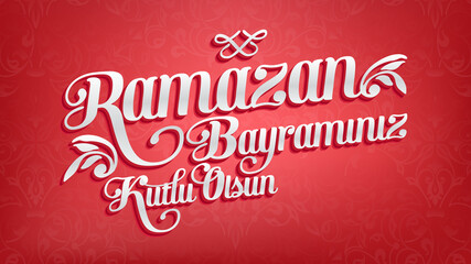 Ramazan Bayraminiz Kutlu Olsun (Translation: Feast of Breaking the Fast, eid mubarak) Social Media, Greeting Card, Typography design