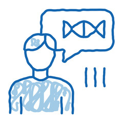 Man Genetic Molecule doodle icon hand drawn illustration