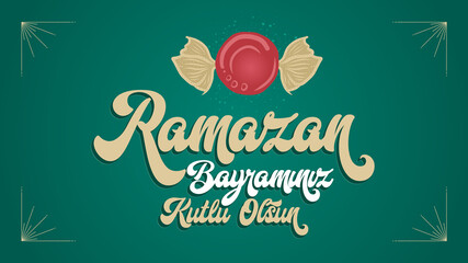 Ramazan Bayraminiz Kutlu Olsun (Translation: Feast of Breaking the Fast, eid mubarak) Social Media, Greeting Card, Typography design
