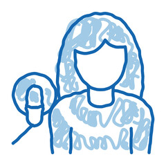 Woman With Microphone doodle icon hand drawn illustration