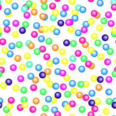Abstract background from volumetric balls of colorful flowers. Scattered on a white background 3D circles for banners and birthday cards.