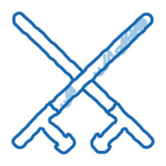 Crossed Police Batons doodle icon hand drawn illustration