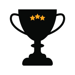 Trophy icon, winning cup with star isolated on white background. First place, award bowl. Symbol of success, victory, championship. Vector flat line illustration. eps. 10