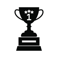 Trophy icon, winning cup with star isolated on white background. First place, award bowl. Symbol of success, victory, championship. Vector flat line illustration. eps. 10