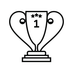Trophy icon, winning cup with star isolated on white background. First place, award bowl. Symbol of success, victory, championship. Vector flat line illustration. eps. 10