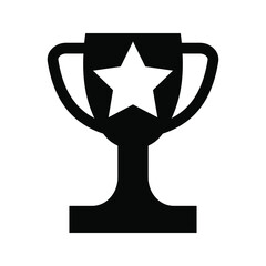 Trophy icon, winning cup with star isolated on white background. First place, award bowl. Symbol of success, victory, championship. Vector flat line illustration. eps. 10