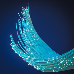 light blue fiber optic cable.