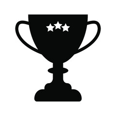 Trophy icon, winning cup with star isolated on white background. First place, award bowl. Symbol of success, victory, championship. Vector flat line illustration. eps. 10
