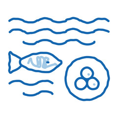 Fish Lays Caviar doodle icon hand drawn illustration