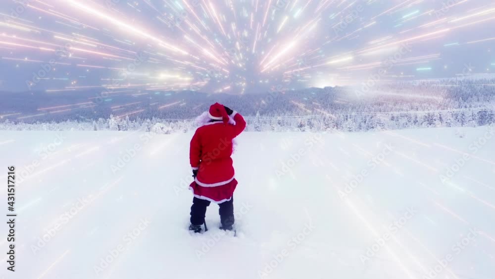 Canvas Prints santa claus winter mountain hyper space tunnel - 3d render animation