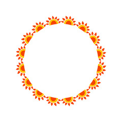 Round frame of suns isolated on background. Brazilian National Festival Festa Junina