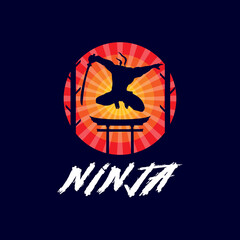 Ninja silhouette logo template