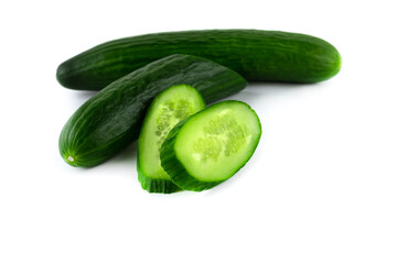 whole ripe cucumber half and slices