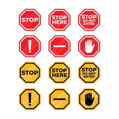 Set stop sign icon