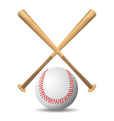 Baseball and Baseball bats on a white background, sport game , vector illustration.