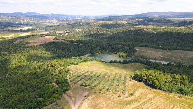 Castle Gussago Bresica Italy. spectacular view on lake, italian summer view aerial by Drone