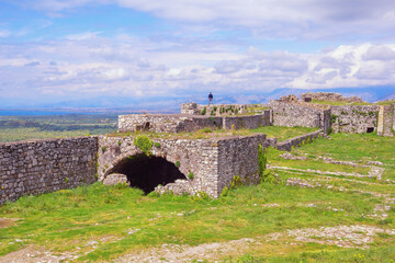 Fototapeta premium Ancient fortifications. Albania, Shkoder city. Ruins of old fortress of Rozafa 