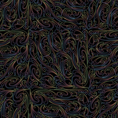 Seamless pattern of various outlines colorful curves