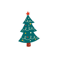 Christmas tree. Modern design. Christmas and New Year s elements for decoration. Vector illustration isolated on white