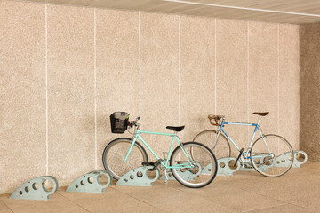 Secure bicycle parking. Concept of sustainable mobility.