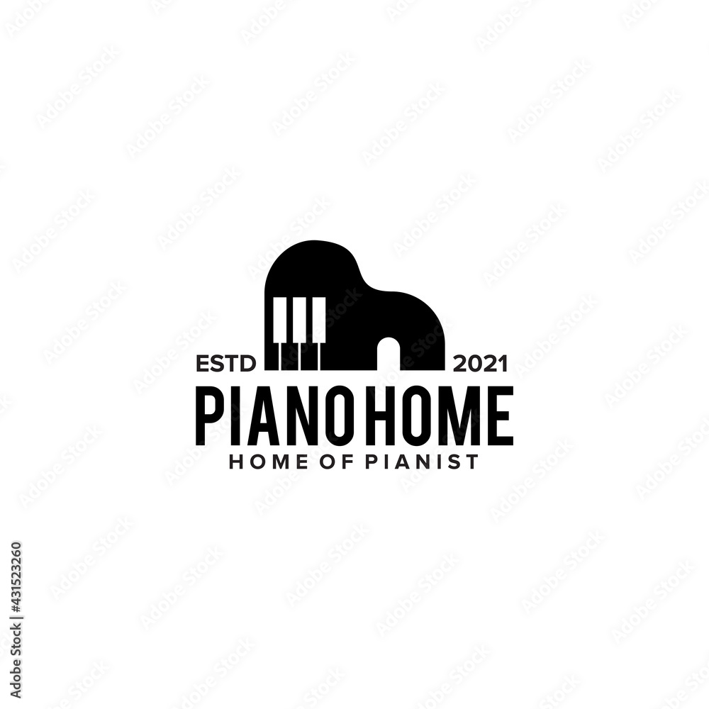 Canvas Prints home piano logo design template