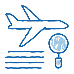 Plane Magnifier doodle icon hand drawn illustration