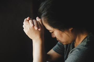 Woman wearing mask for protect pm2.5 and coronavirus Covid-19.
