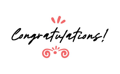 Congratulations lettering,. Calligraphic style typo design.