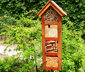 domek dla owadów, ochrona pszczół i owadów pożytecznych, insect house, Insektenhotel, Bee and insect hotel 