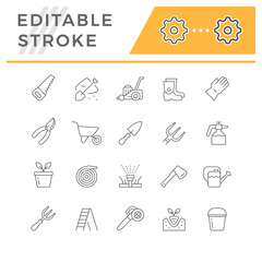 Set line icons of gardening