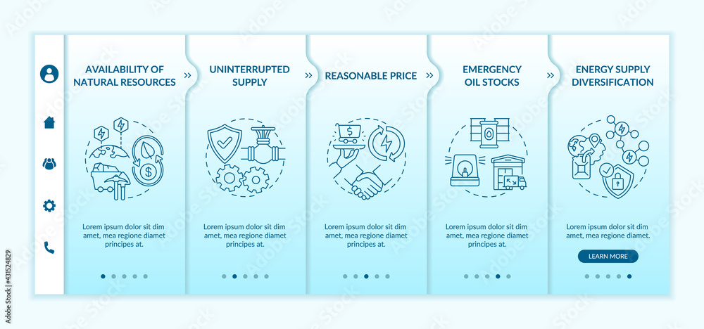 Poster energetic security elements onboarding vector template