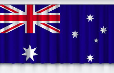 Flag of Australia on silk curtain, stage performance event ceremony show illustration