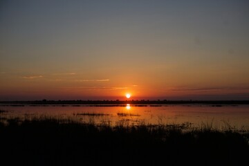 Sunset at Chobe river shore, Botswana