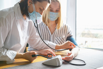 Online Medical insurance. telemedicine, telehealth,patient enters into a contract policy for medical care online, remotely. Medicine online in coronavirus covid 19, lockdown, quarantine.vaccination