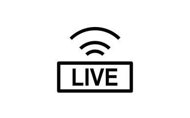 Live streaming icon. Button for broadcasting, livestream or online stream. Vector illustration.