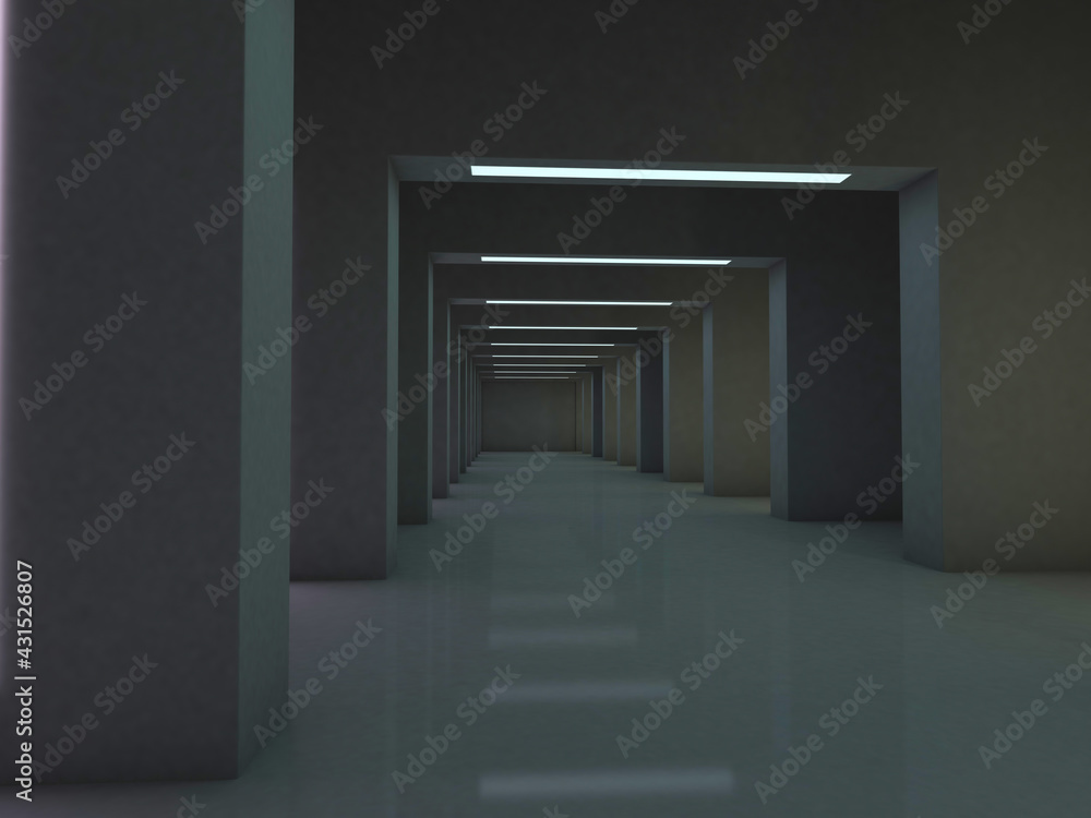 Poster abstract modern architecture empty background. 3d illustration