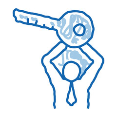 Man Holding Key doodle icon hand drawn illustration