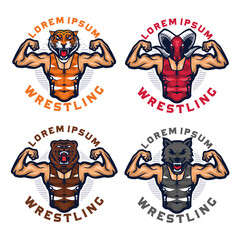 Animal head wrestling mascot