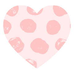 Heart-shaped pattern in light pink with polka dots
