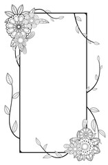 Floral border frame template with decorated corners.