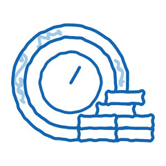 Watch Coin Heap doodle icon hand drawn illustration