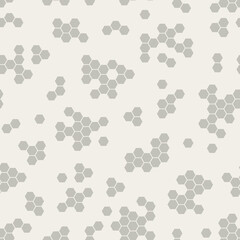 Vector abstract simple pattern with hexagon geometric shapes. Beige repeatable stylish background